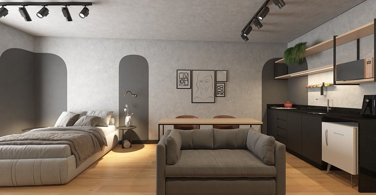 Studio Premium com Sacada e Churrasqueira